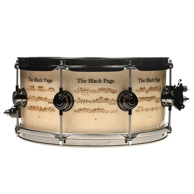 DW Collector's Series Icon Snare Drum (6.5x14) Terry Bozzio Black Page w/ Black Nickel Hardware