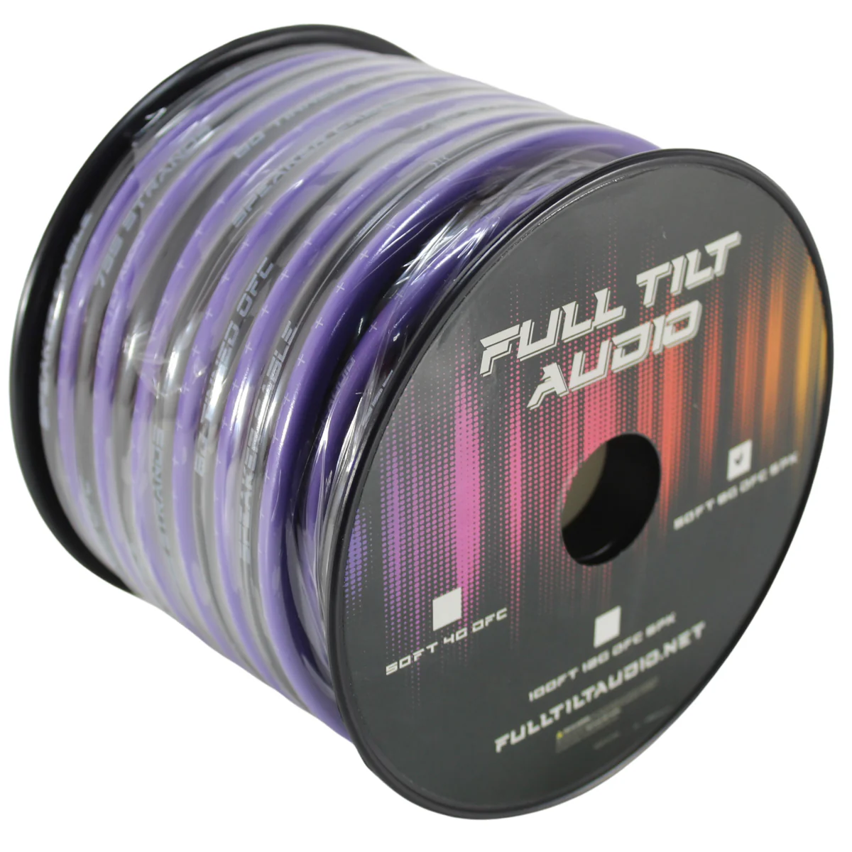 Full Tilt Audio 8 Gauge Tinned OFC Speaker Wire Purple/Black Lot Cut By The Foot