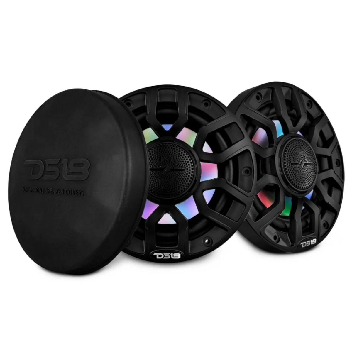 DS18 6.5" 2-Way 150 Watt RMS 4-Ohm RGB LED Coaxial Marine Speaker Black
