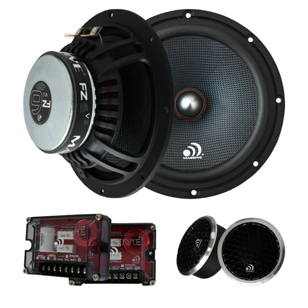 Massive Audio Pair of6.5" 200 Watts RMS 4Ohm Component Kit Speakers