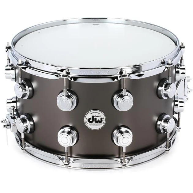 DW Collector's Series Metal Snare Drum Thin 1mm Black Nickel Over Brass Smooth Finish - 8x14
