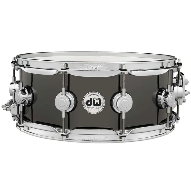 DW Collector's Series Metal Snare Drum Thin 1mm Black Nickel Over Brass Smooth Finish - 5.5x14