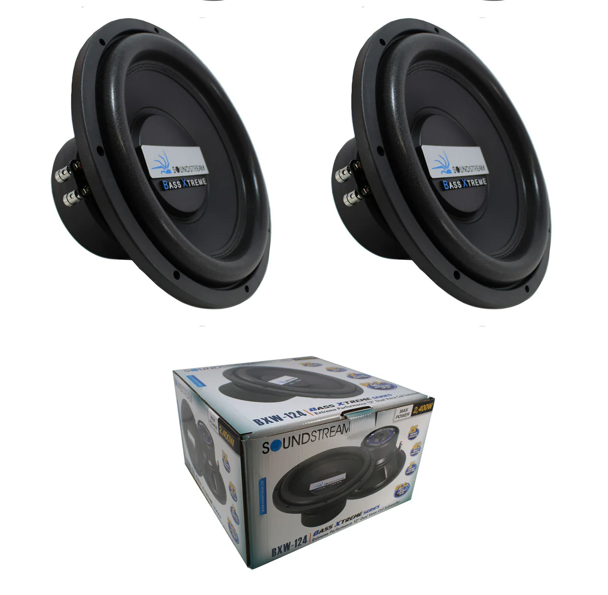 Pair of Soundstream Bass Xtreme Series 12" 4800W Dual 4 Ohm Subwoofers BXW-124