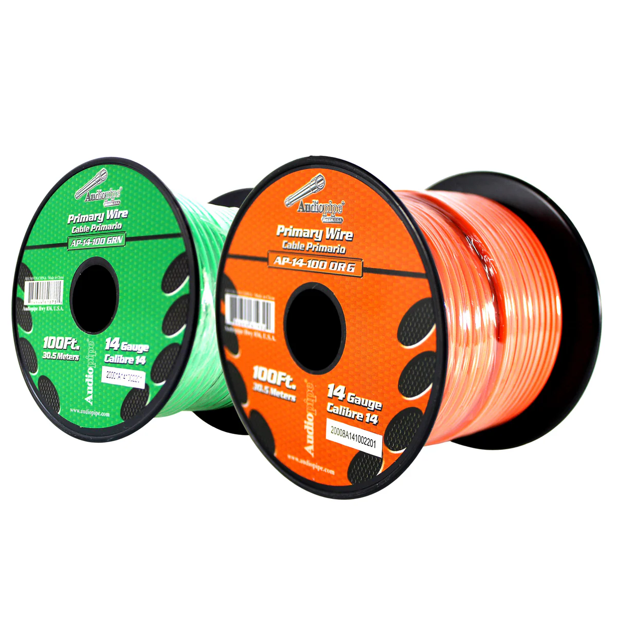 14 GA 100 FT Green Orange Stranded Spools of CCA Primary Power GroundWire Cable