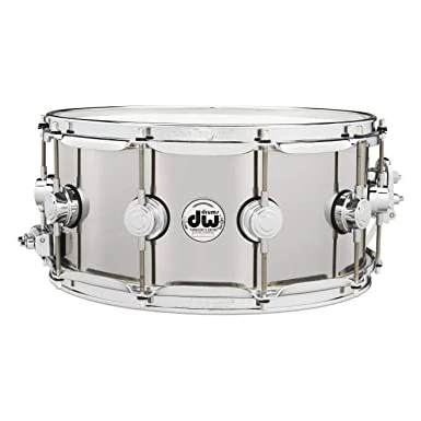 DW Collector's Series Metal Snare Drum Thin 1mm Stainless Steel Smooth Finish - 6.5x14