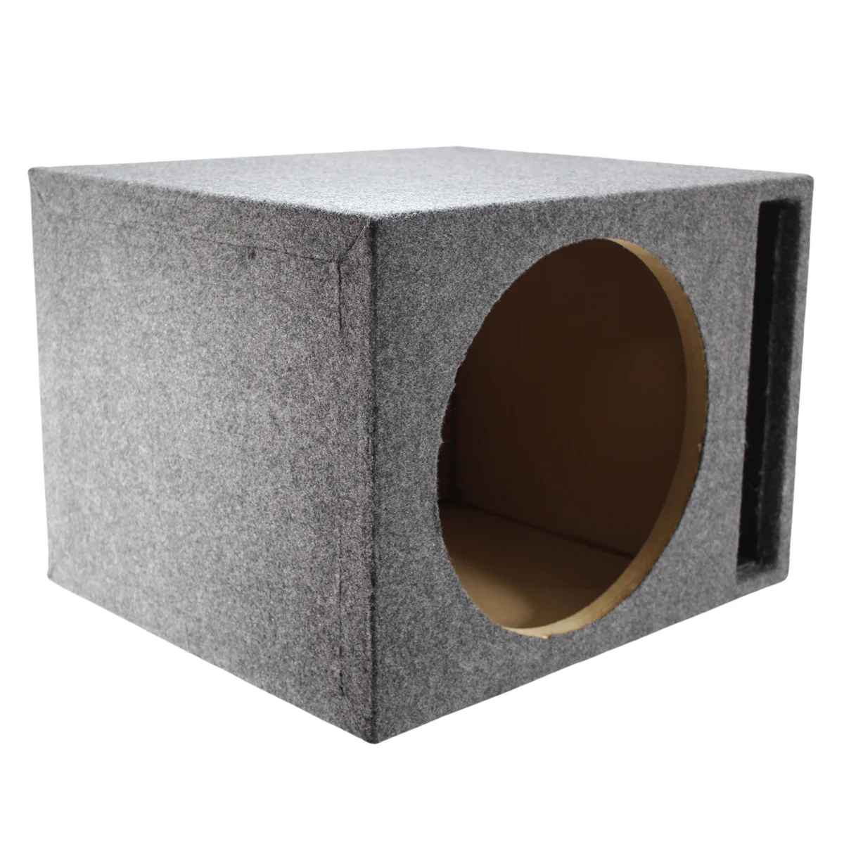 Single 12” Vented Carpeted Subwoofer Box Made with Heavy-Duty MDF Construction