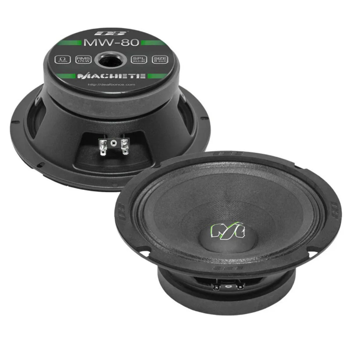 Deaf Bonce Machete 8" Midbass 175 W RMS 4-Ohm Pro Car Audio Speakers Pair