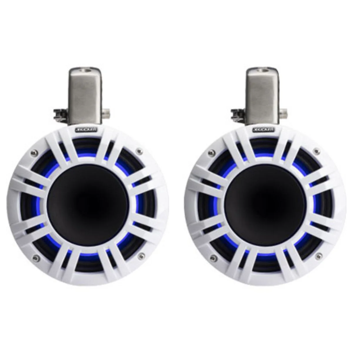 8" 500W RMS 4-Ohm Marine HLCD Tower Speakers Pair KICKER KMTCXL8 White