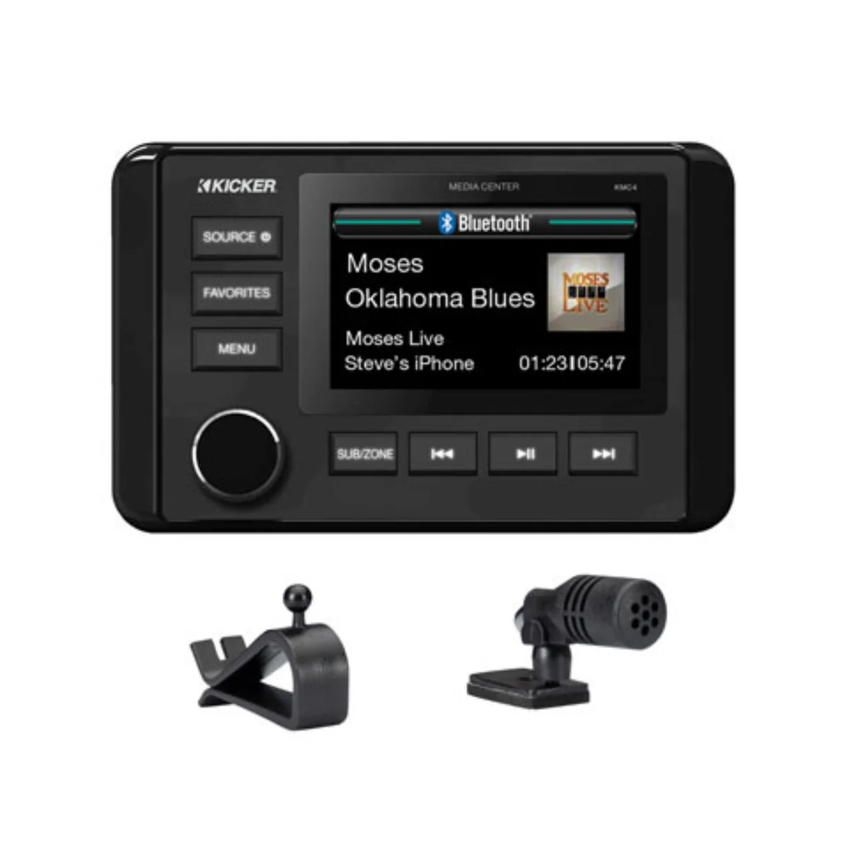 IP66 Rated Marine Media Center AM/FM Bluetooth Radio w/ Full Color LCD Screen